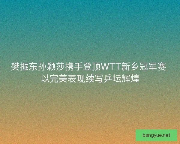 樊振东孙颖莎携手登顶WTT新乡冠军赛 以完美表现续写乒坛辉煌