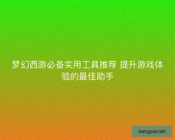 梦幻西游必备实用工具推荐 提升游戏体验的最佳助手