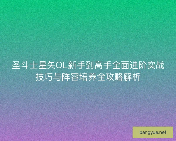 圣斗士星矢OL新手到高手全面进阶实战技巧与阵容培养全攻略解析